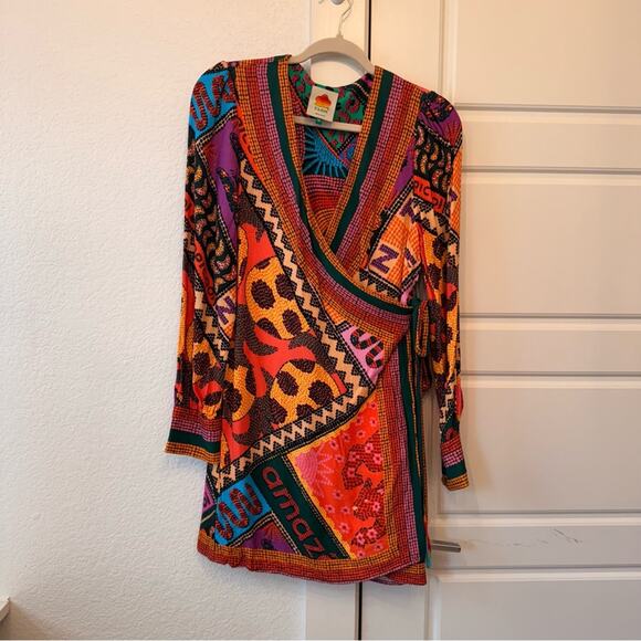 Farm Rio Dotted Patch Scarf Wrap Dress - Picture 3 of 8